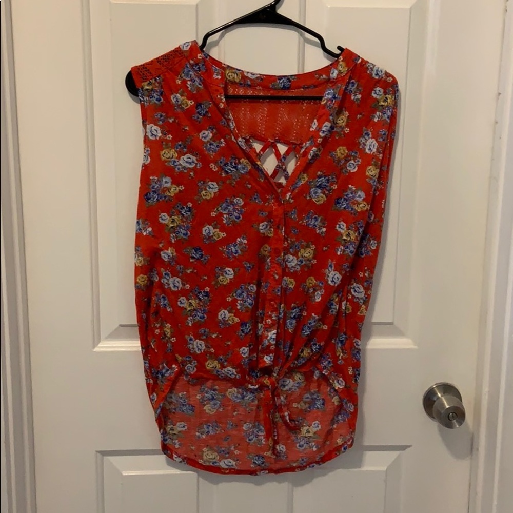 Red Floral Tank Top